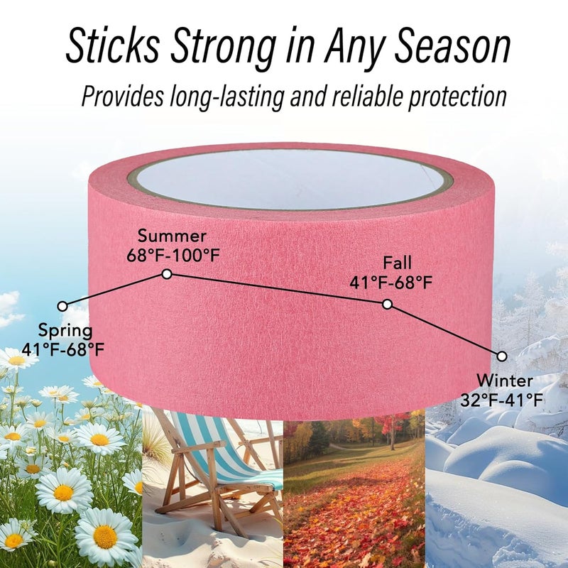 G GEYYANG Pink Painters Tape - 2 Inch Wide Pink Masking Tape - Multi-Surface, Smart Adhesion, Indoor & Outdoor - Paint Tape for DIY, Labeling, Art, Car, General Purpose - 90FT Total - Image 5
